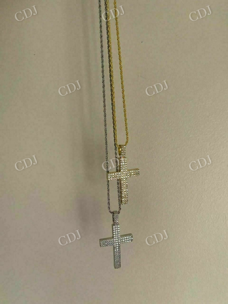 14K Yellow Gold Cross Hip Hop Pendant  customdiamjewel   