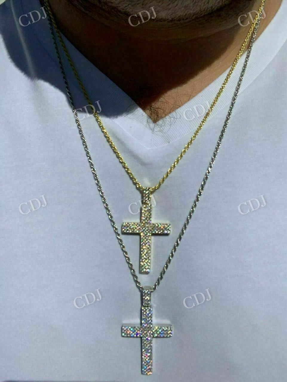 14K Yellow Gold Cross Hip Hop Pendant  customdiamjewel   