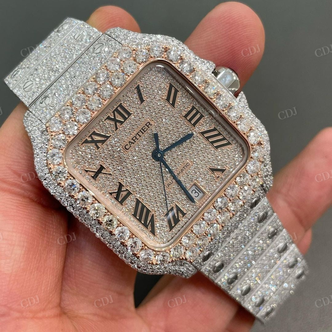 Hip Hop Diamond Cartier Fully Iced Out Watch  customdiamjewel   