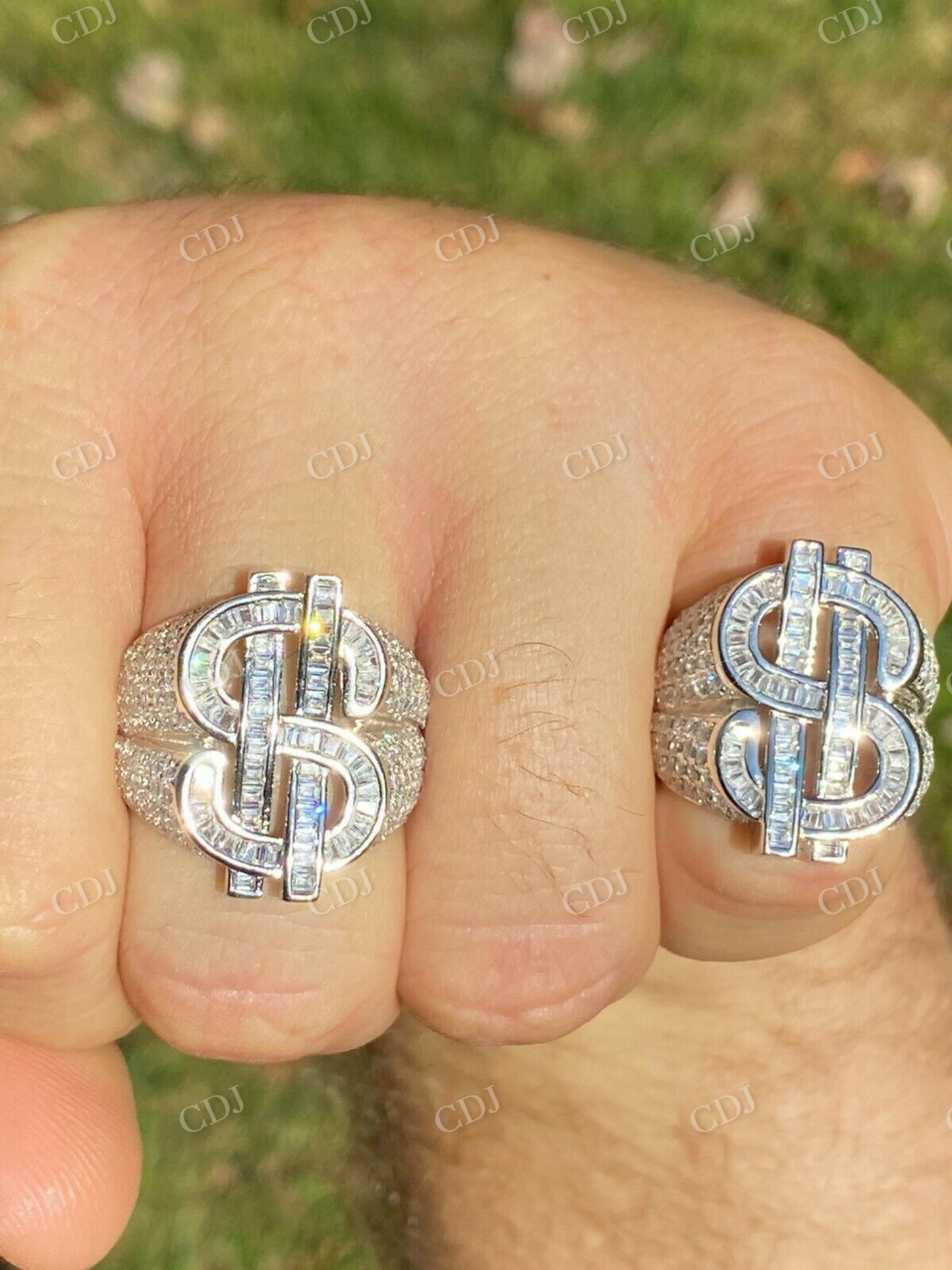 Men's Dollar Sign Iced Out Diamond Ring  customdiamjewel   