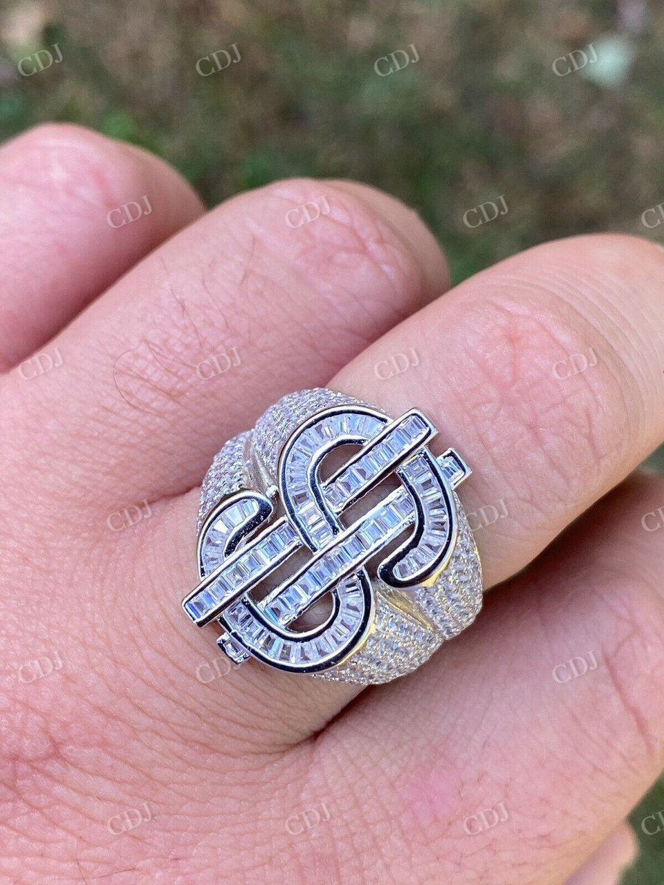 Men's Dollar Sign Iced Out Diamond Ring  customdiamjewel   