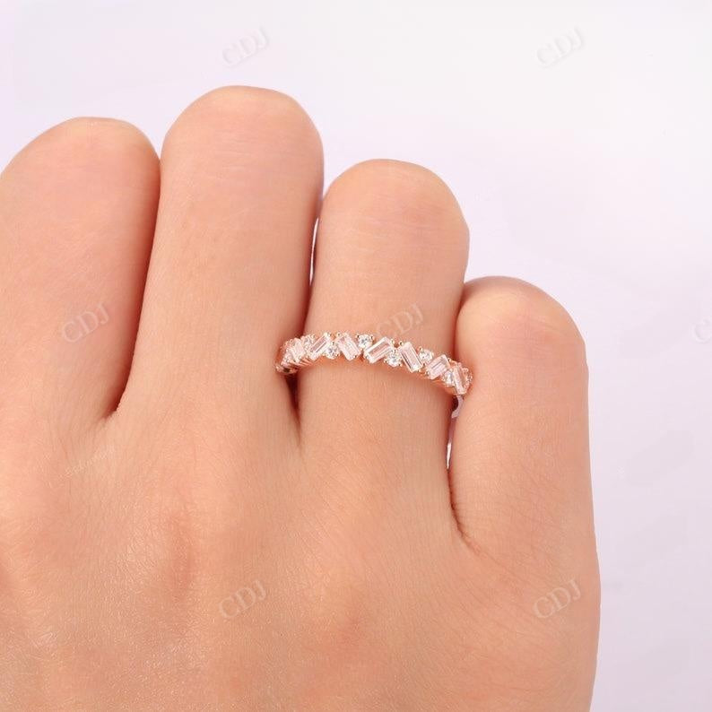 0.86CTW Round And Baguette Cut Diamond Half Eternity Wedding Band  customdiamjewel   