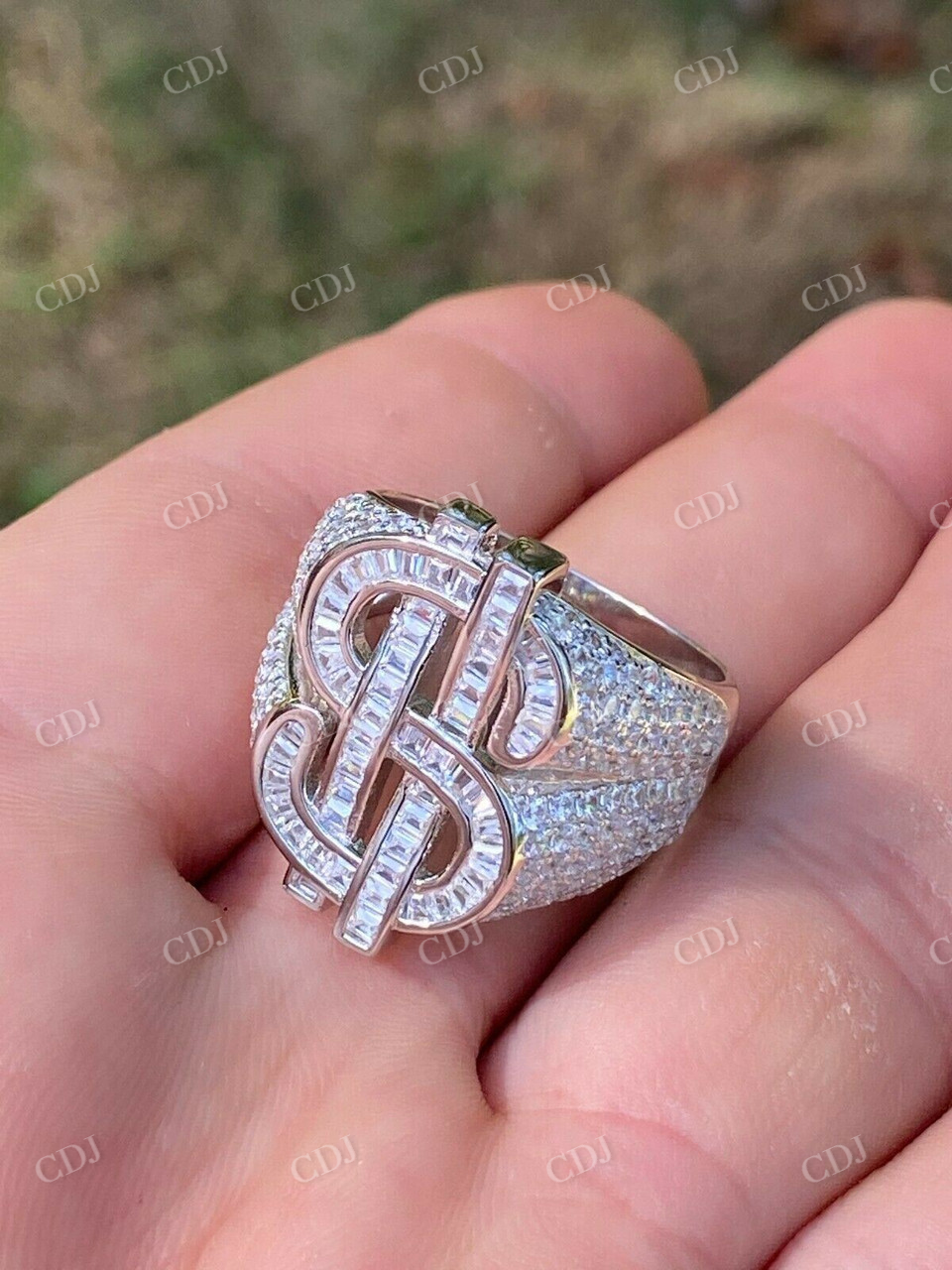 Men's Dollar Sign Iced Out Diamond Ring  customdiamjewel   