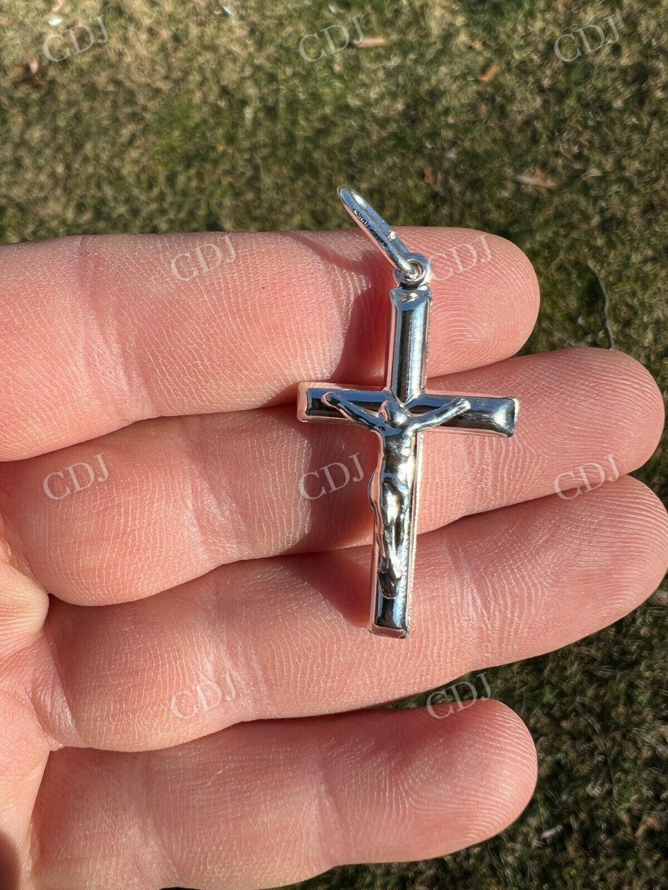 Solid 925 Sterling Silver Jesus on Cross Crucifix Pendant  customdiamjewel   