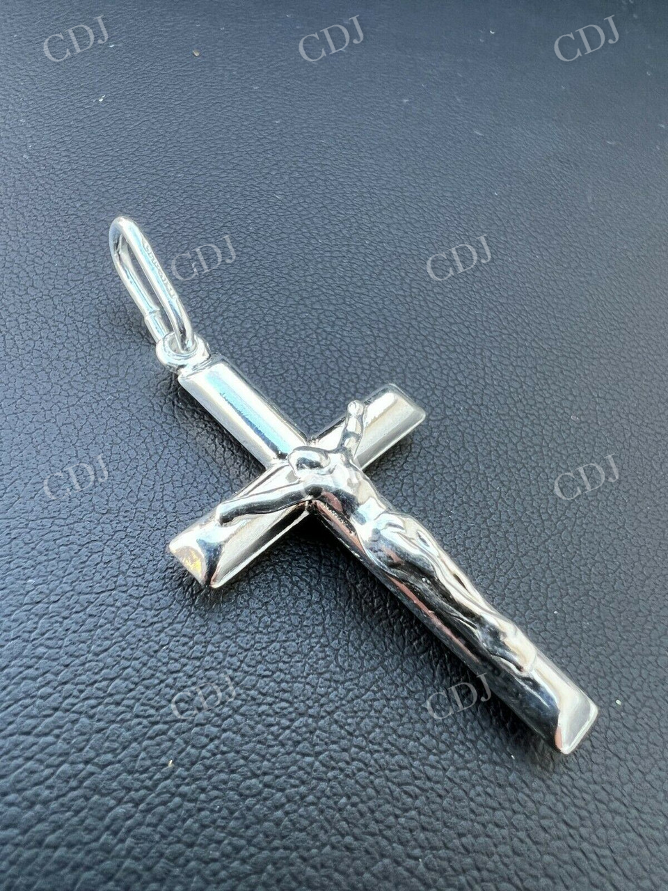 Solid 925 Sterling Silver Jesus on Cross Crucifix Pendant  customdiamjewel   