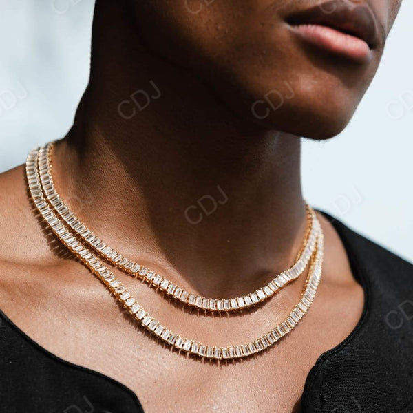 Unique Baguette Cut Diamond Tennis Chain Necklace  customdiamjewel   