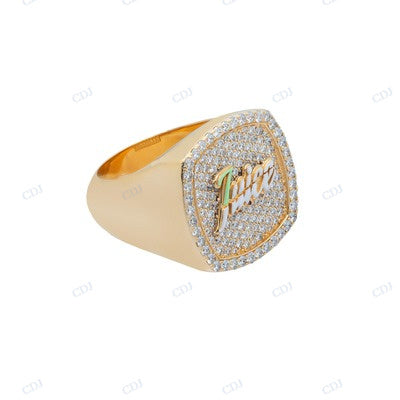 VVS Moissanite Diamond Sterling Silver Gold Plated Mens Ring hip hop jewelry CustomDiamJewel