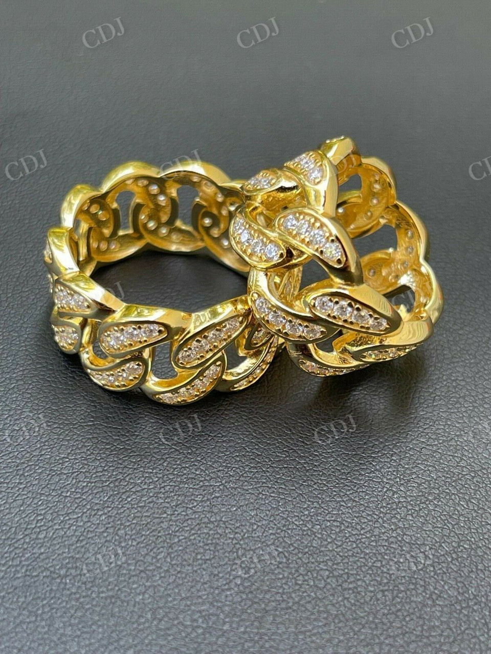 Diamond Iced Out 14K Gold Miami Cuban Ring  customdiamjewel   