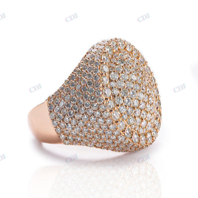 Round Cut Moissanite Rose Gold Plated Stylist Men Ring hip hop jewelry CustomDiamJewel