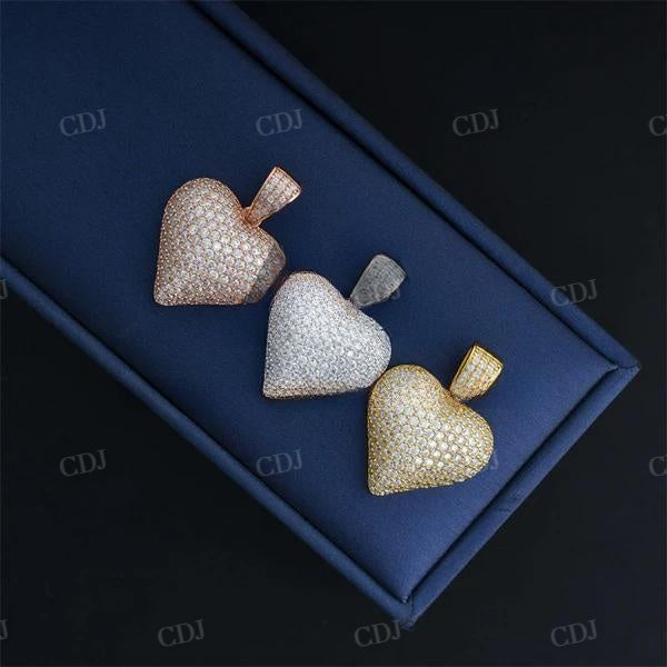 Stylish Men Fashion Iced Out Heart Shape Diamond Pendant  customdiamjewel   