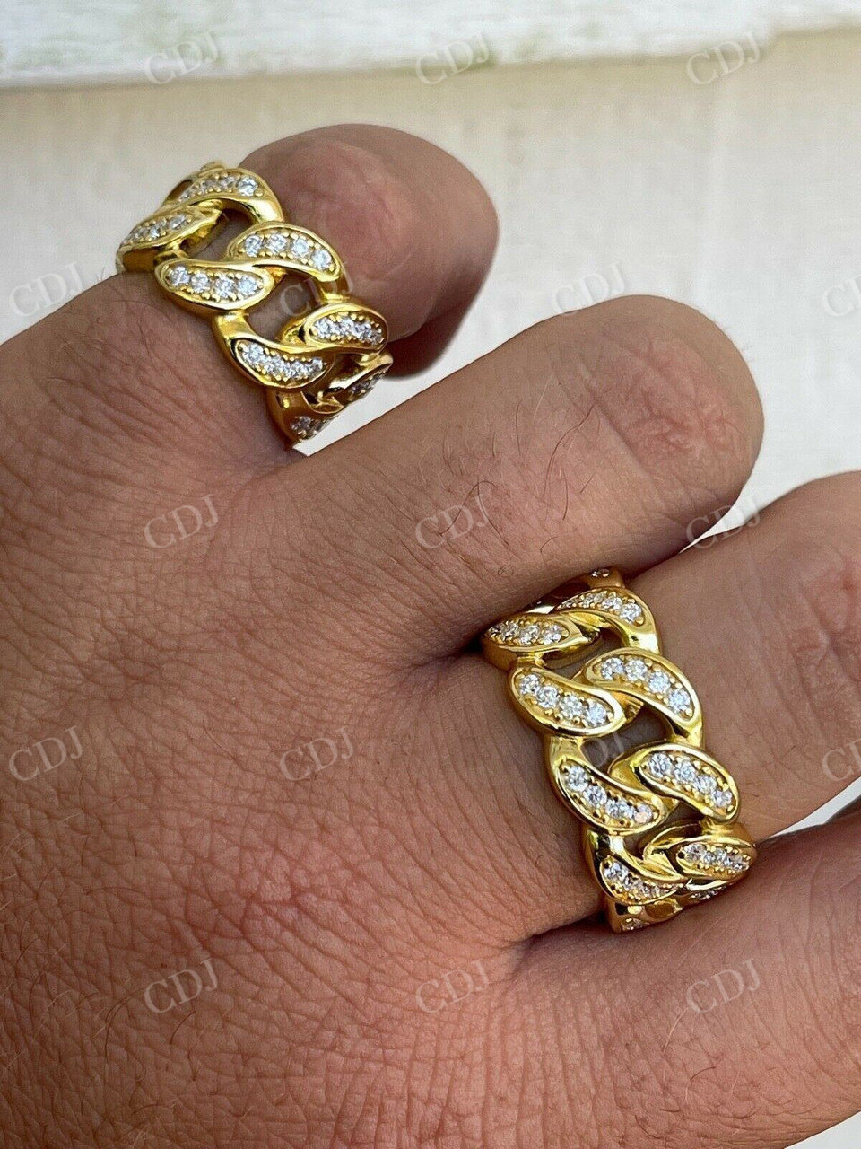 Diamond Iced Out 14K Gold Miami Cuban Ring  customdiamjewel   