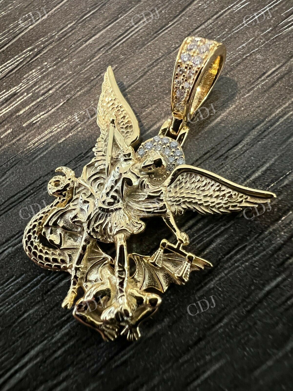 Moissanite Saint Michael Archangel Pendant  customdiamjewel   