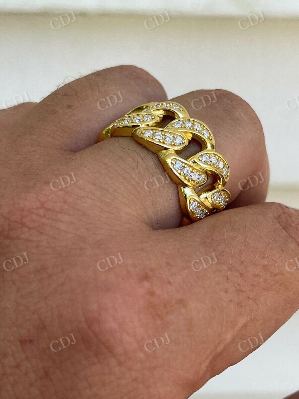 Diamond Iced Out 14K Gold Miami Cuban Ring  customdiamjewel   