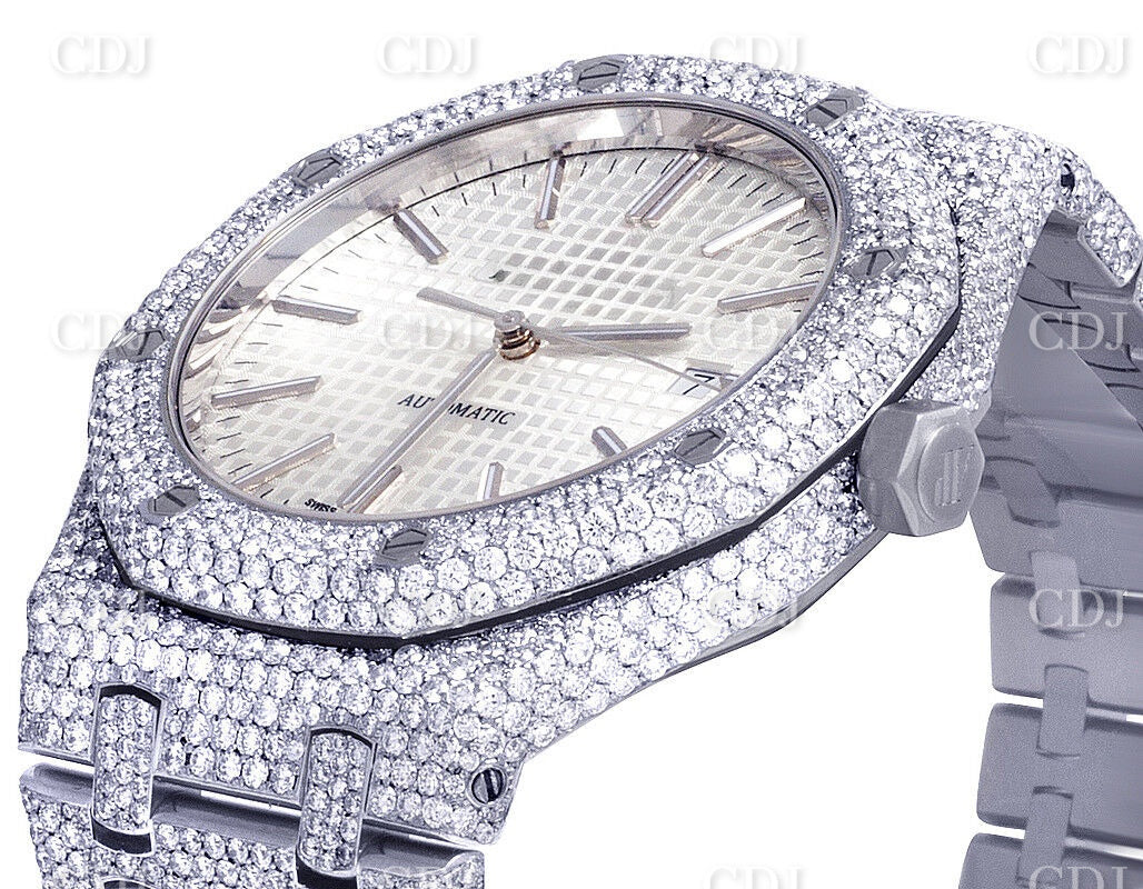 Lab Grown Diamond Watch Mens Audemars Piguet Royal Oak 41MM Stainless Steel Watch 31.5 CTW (Approx)  customdiamjewel   