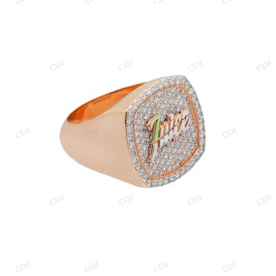 VVS Moissanite Diamond Sterling Silver Gold Plated Mens Ring hip hop jewelry CustomDiamJewel