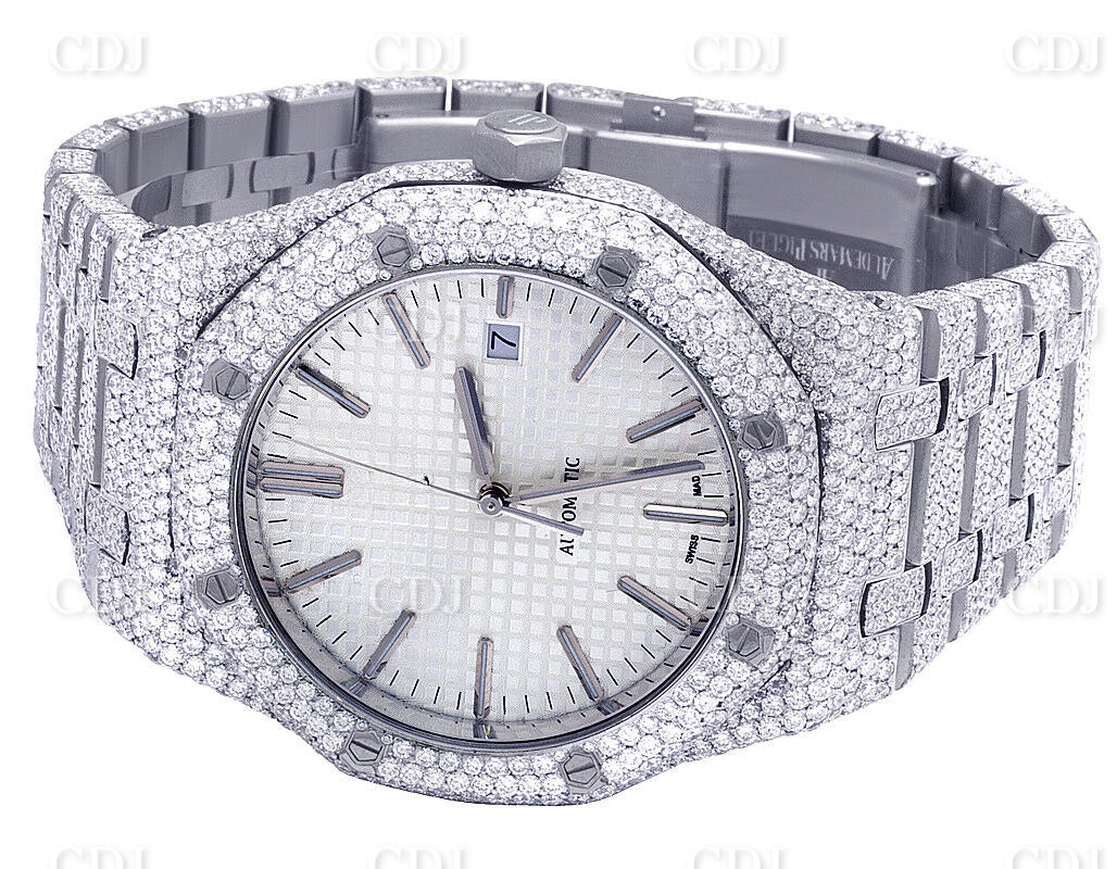 Lab Grown Diamond Watch Mens Audemars Piguet Royal Oak 41MM Stainless Steel Watch 31.5 CTW (Approx)  customdiamjewel   