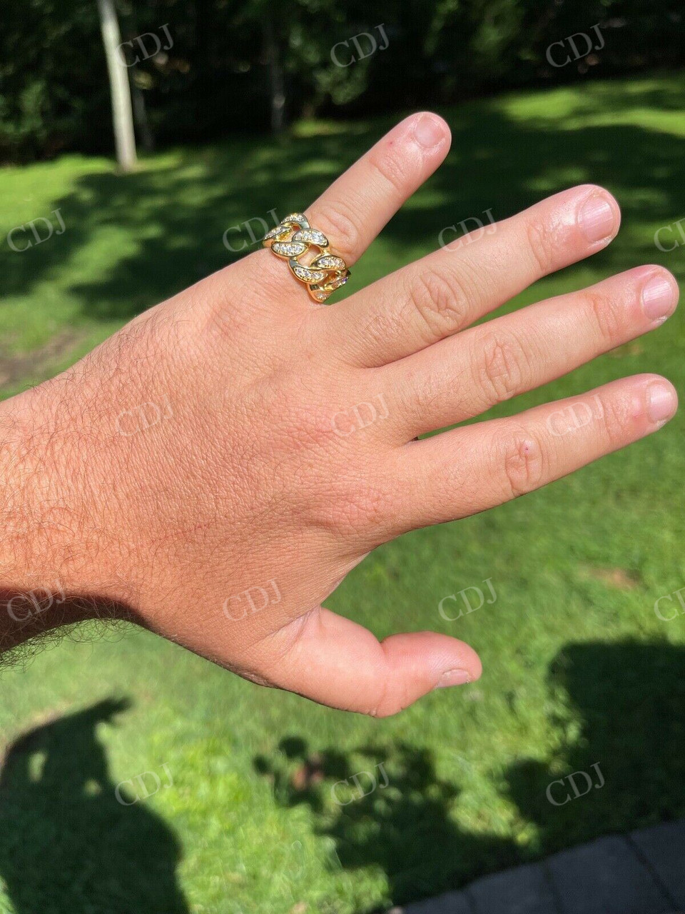 Diamond Iced Out 14K Gold Miami Cuban Ring  customdiamjewel   