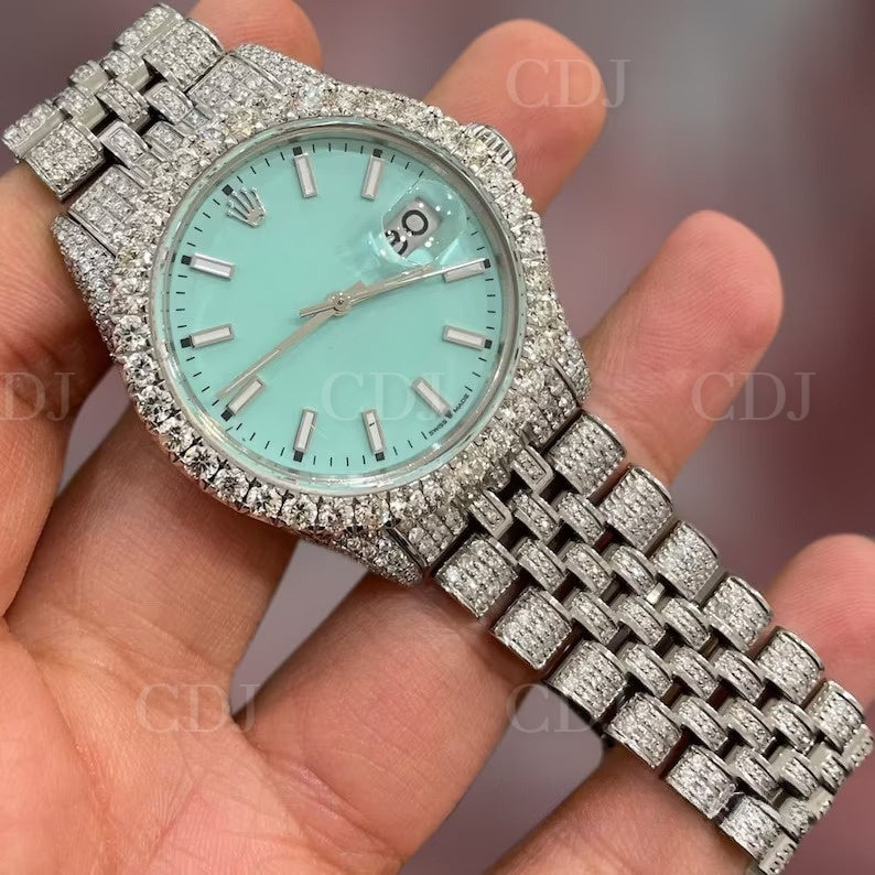 Rolex Luxury Iced Out Moissanite Hip Hop Stainless Steel Dial Diamond Watch  23 To 27CTW (Approx.)  customdiamjewel   