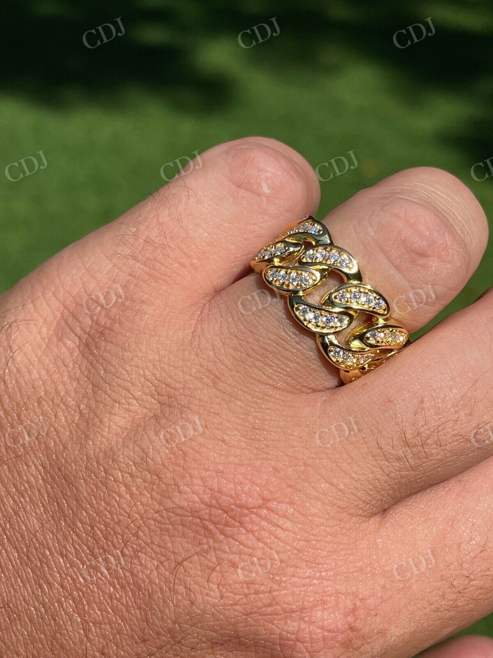 Diamond Iced Out 14K Gold Miami Cuban Ring  customdiamjewel   