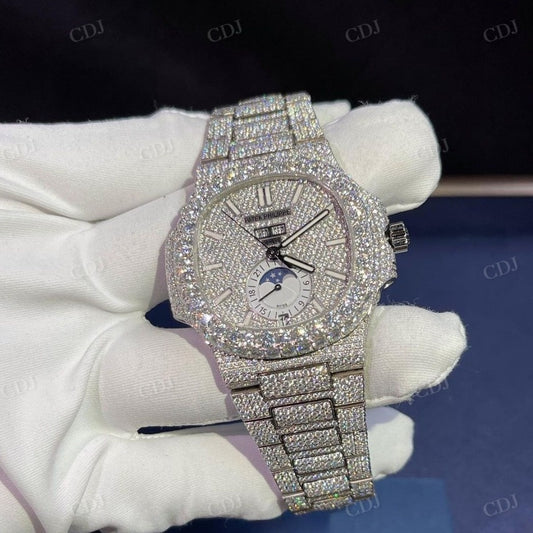 Stainless Steel Patek Philippe Diamond Wrist Watch  customdiamjewel   