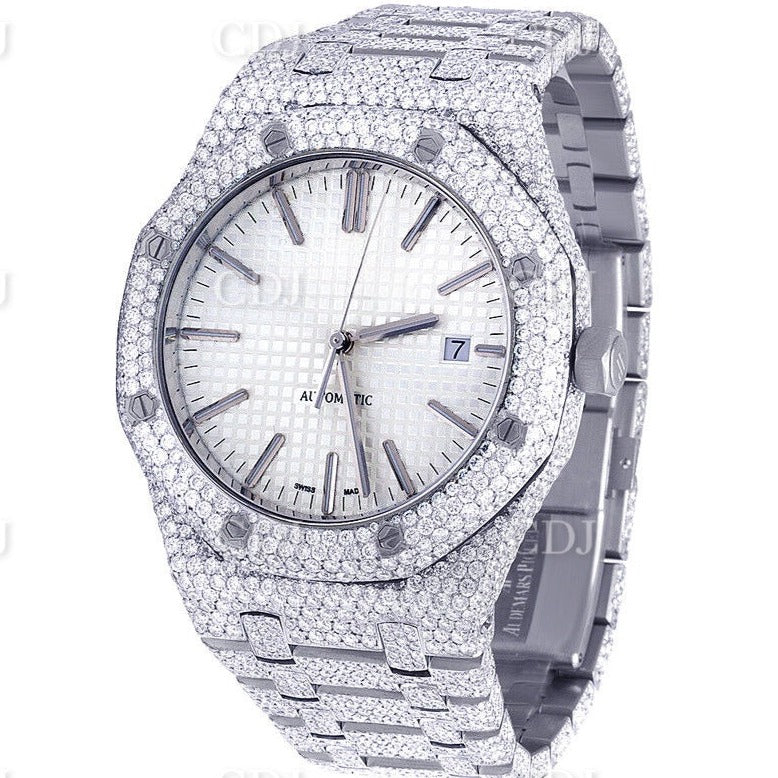 Lab Grown Diamond Watch Mens Audemars Piguet Royal Oak 41MM Stainless Steel Watch 31.5 CTW (Approx)  customdiamjewel   