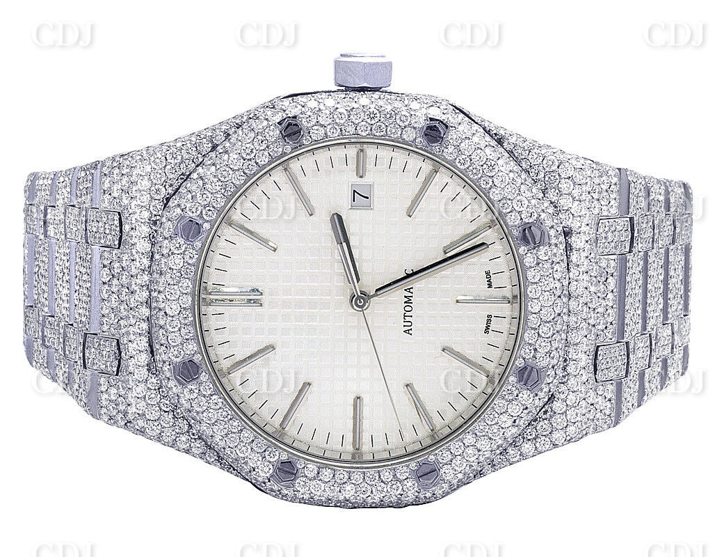 Lab Grown Diamond Watch Mens Audemars Piguet Royal Oak 41MM Stainless Steel Watch 31.5 CTW (Approx)  customdiamjewel   