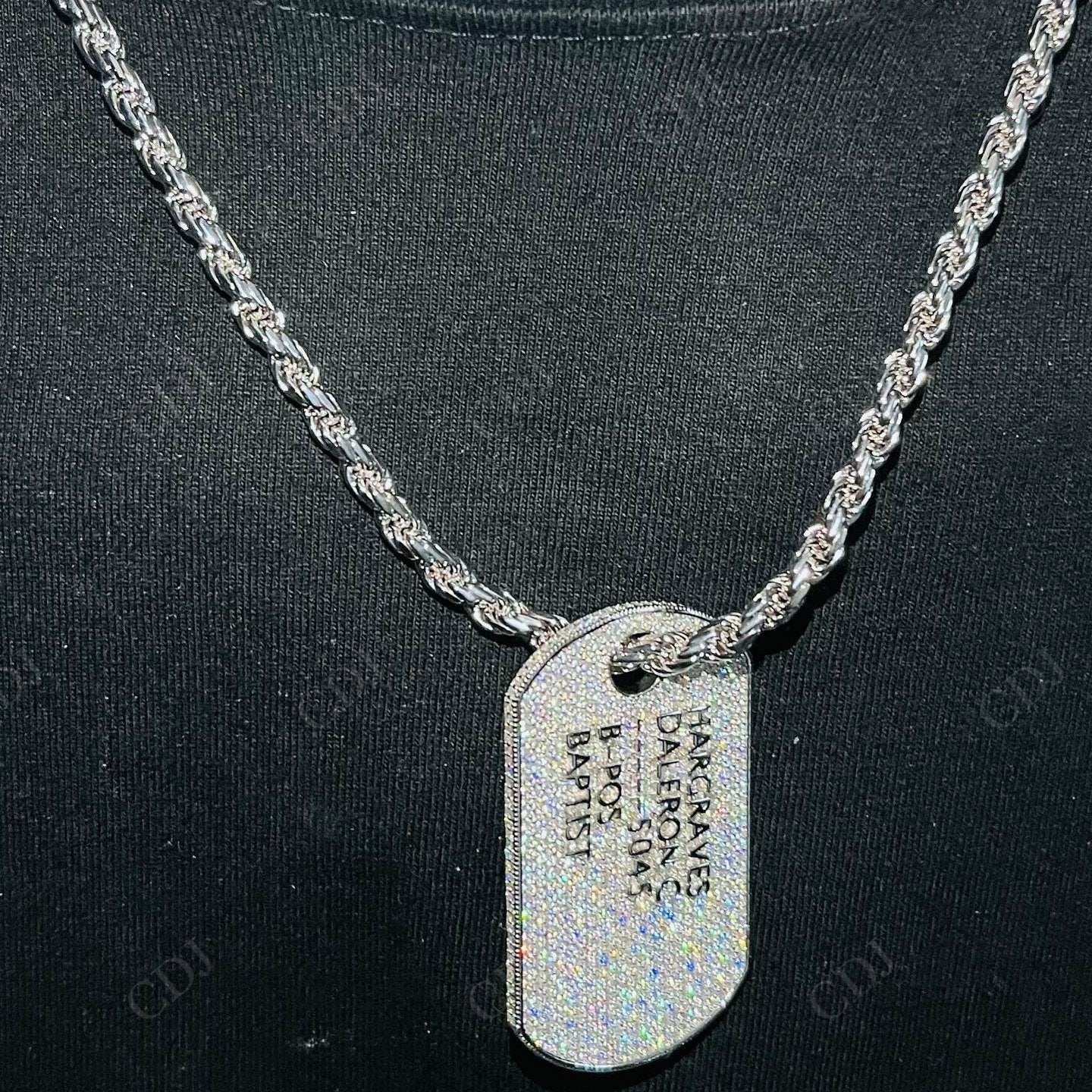 Iced Out Pass Diamond Tester Moissanite Diamond Silver Dog Tag Pendant hip hop jewelry CustomDiamJewel   