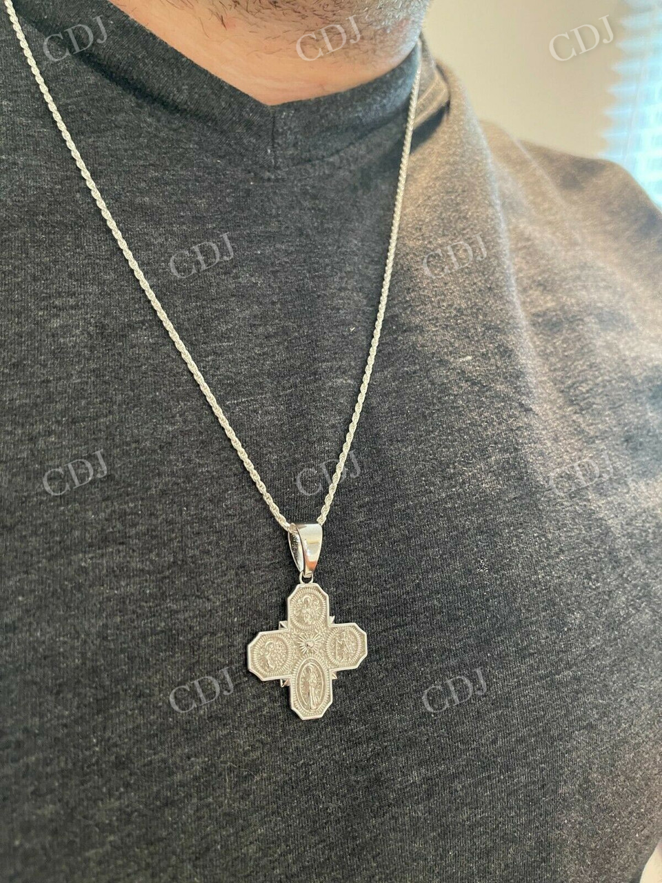 Gold Four 4 Way Catholic Cross Pendant Men's Miraculous Pendant  customdiamjewel   