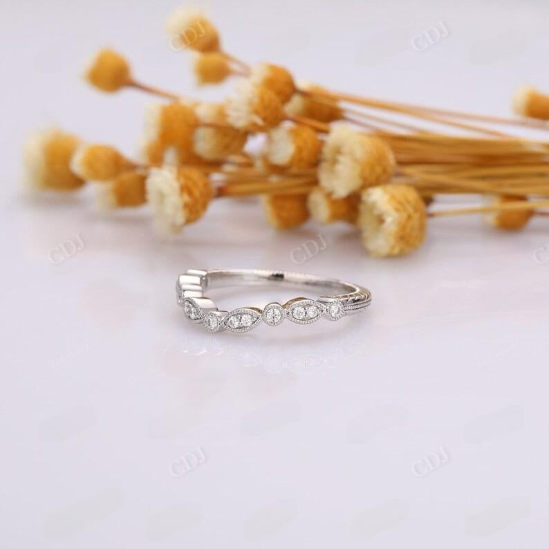 0.12ctw Milgrain Set Lab Grown Diamond Matching Band  customdiamjewel   