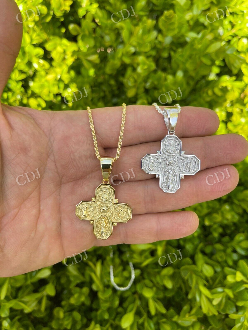 Gold Four 4 Way Catholic Cross Pendant Men's Miraculous Pendant  customdiamjewel   