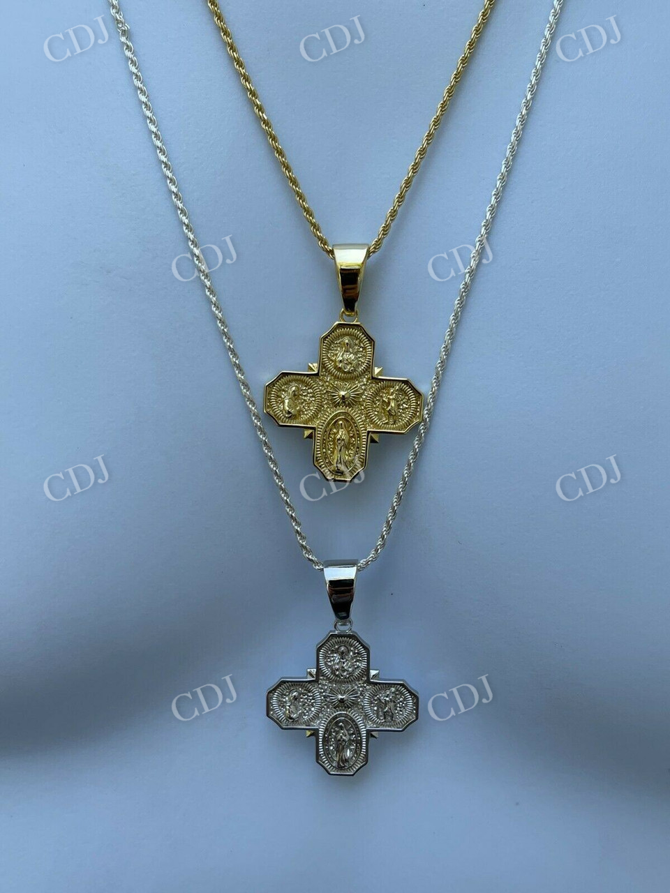 Gold Four 4 Way Catholic Cross Pendant Men's Miraculous Pendant  customdiamjewel   