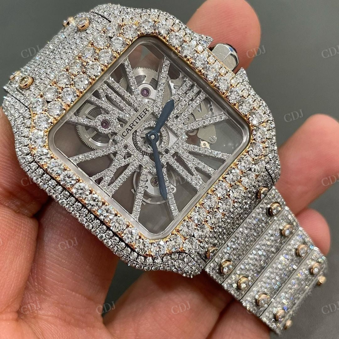 Cartier Skeleton Diamond Hip Hop Watch  customdiamjewel   