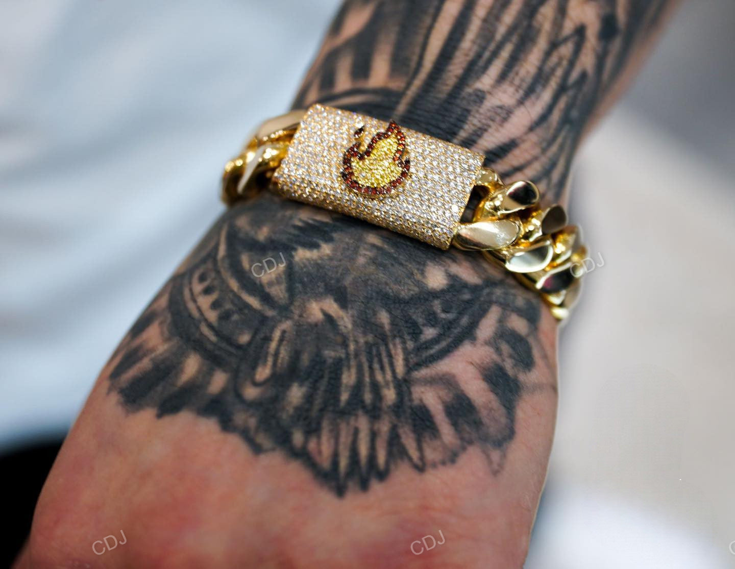 18K Solid Gold Lab Diamond Cuban Bracelet For Men hip hop jewelry CustomDiamJewel   