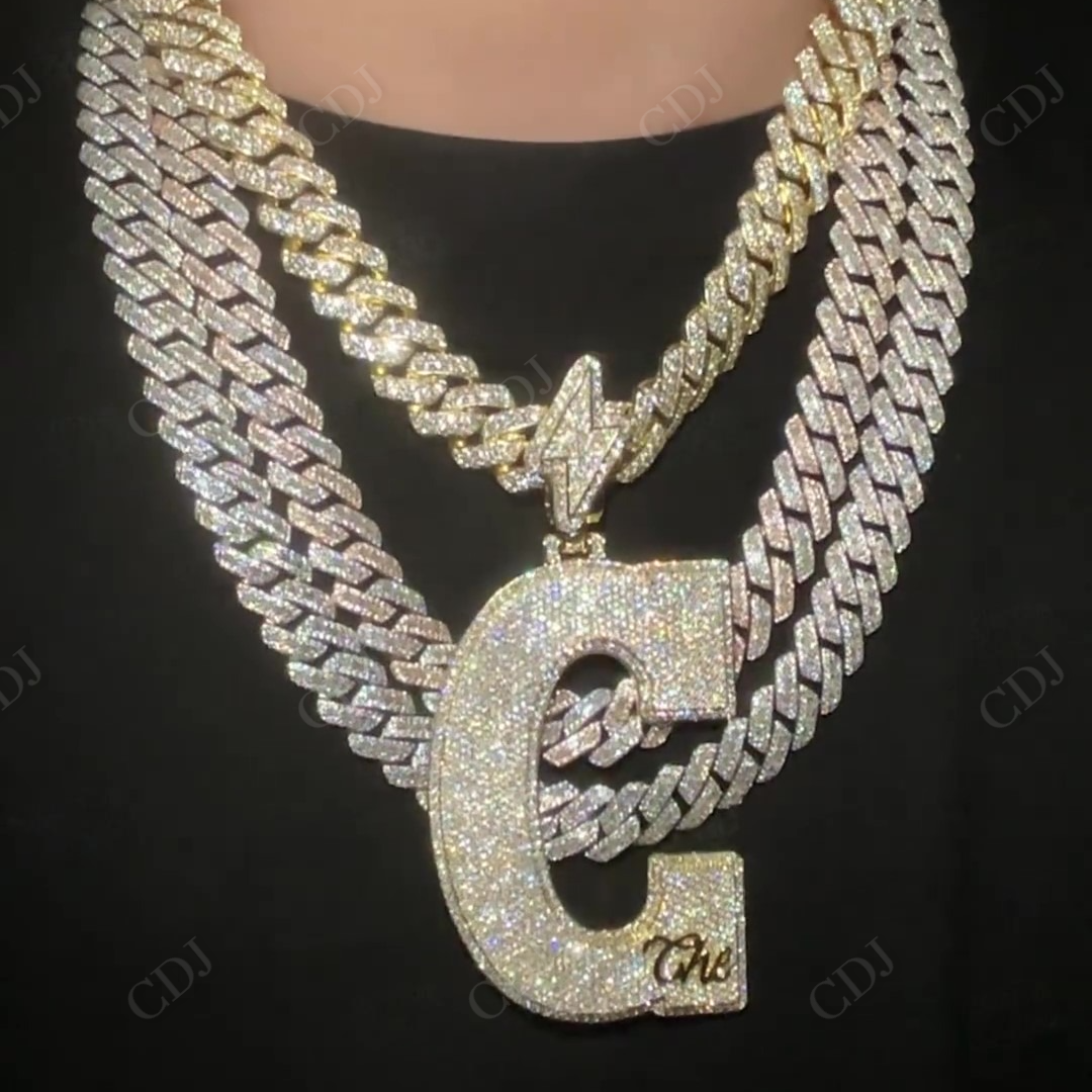 Fully Iced Out Custom Handmade Hip Hop VVS Moissanite Diamond Round Pendant hip hop jewelry CustomDiamJewel   