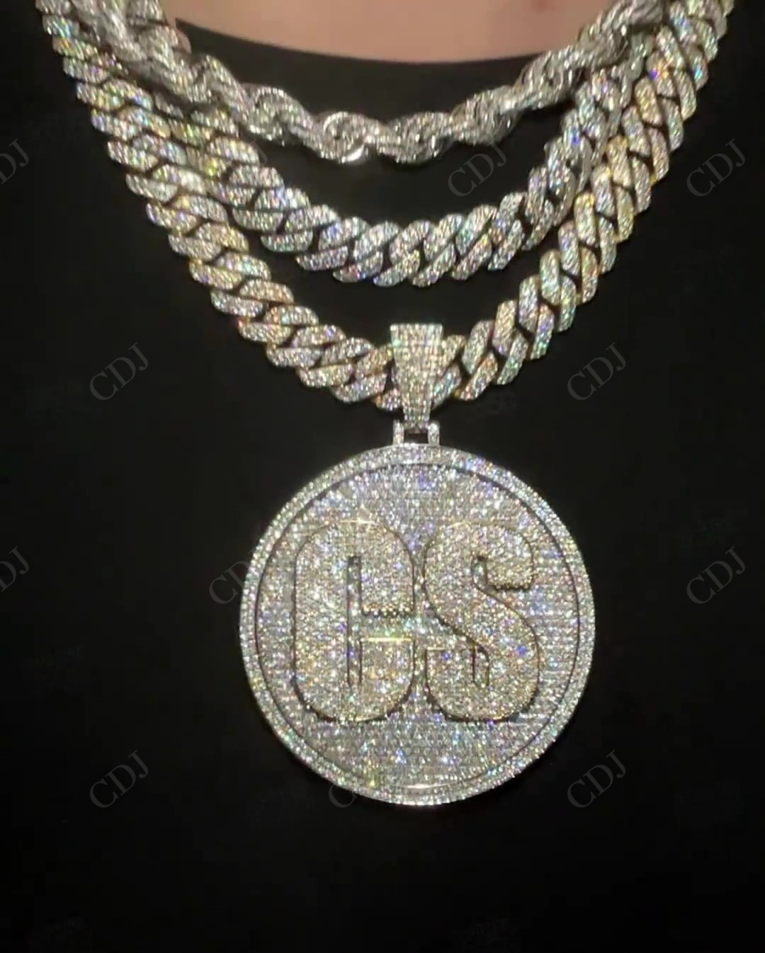 Fully Iced Out Custom Handmade Hip Hop VVS Moissanite Diamond Round Pendant hip hop jewelry CustomDiamJewel   