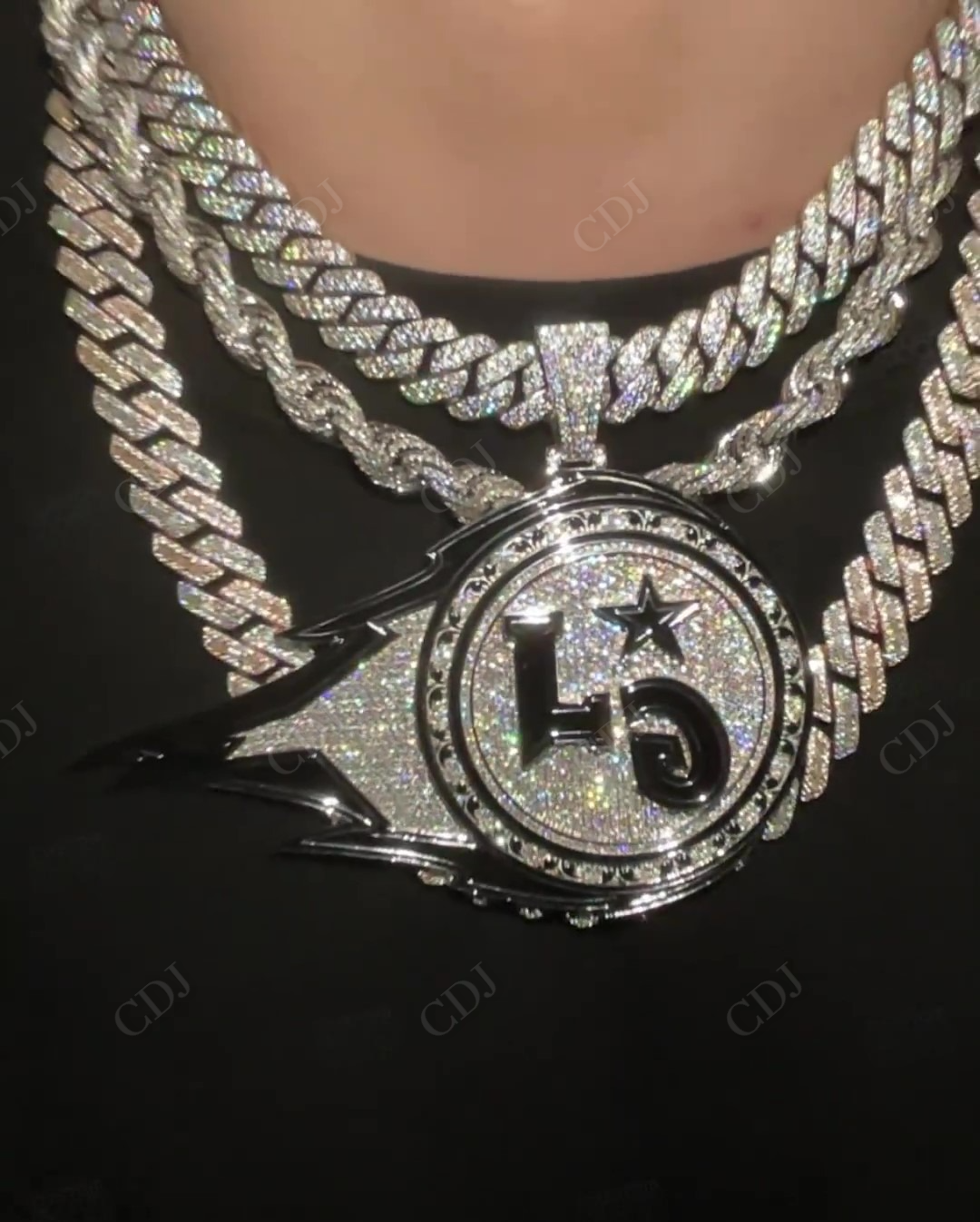 Fully Iced Out Custom Handmade Hip Hop VVS Moissanite Diamond Round Pendant hip hop jewelry CustomDiamJewel   