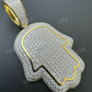 14k Gold Vermeil Hip Hop Hamsa Hand Iced Pendant  customdiamjewel   