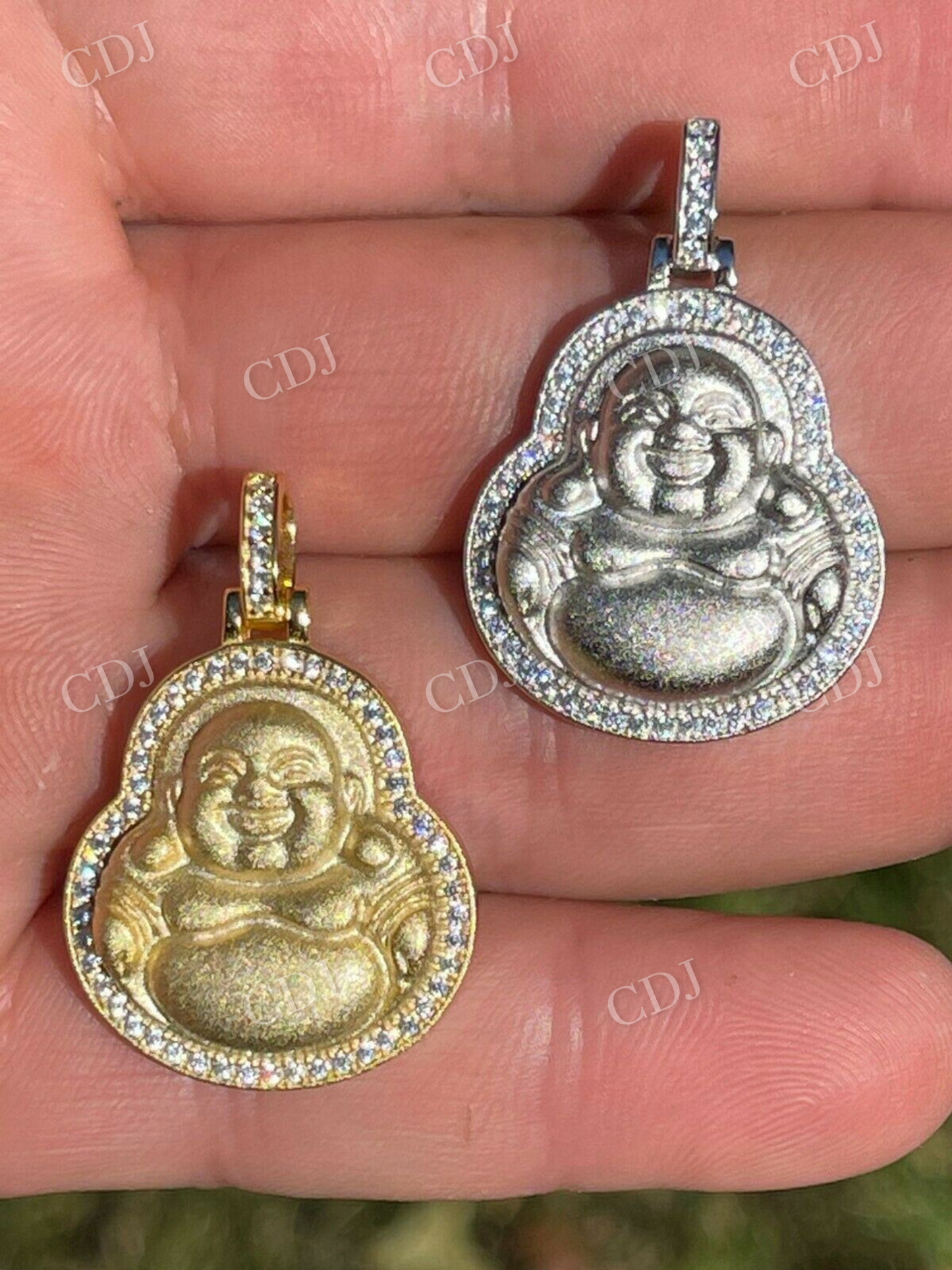 14K Gold Buddha Hip Hop Pendant For Mens  customdiamjewel   