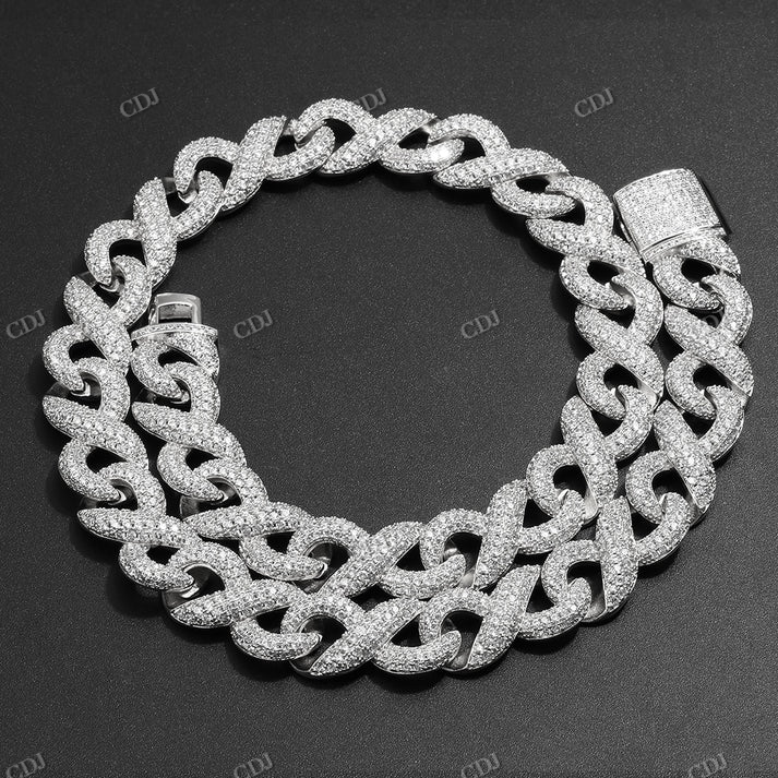 S925 15MM Iced Out Diamond Infinity Link Cuban Chain hip hop jewelry CustomDiamJewel