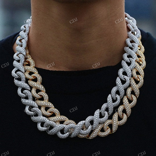 S925 15MM Iced Out Diamond Infinity Link Cuban Chain hip hop jewelry CustomDiamJewel