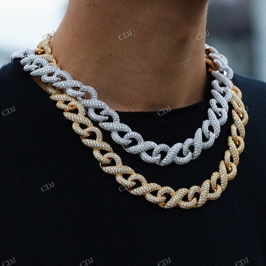 S925 15MM Iced Out Diamond Infinity Link Cuban Chain hip hop jewelry CustomDiamJewel