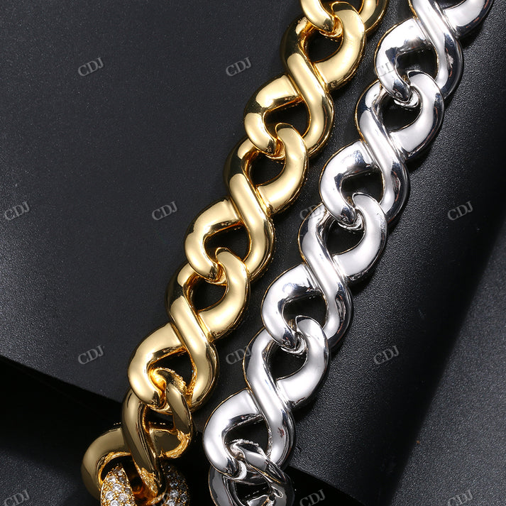 S925 15MM Iced Out Diamond Infinity Link Cuban Chain hip hop jewelry CustomDiamJewel