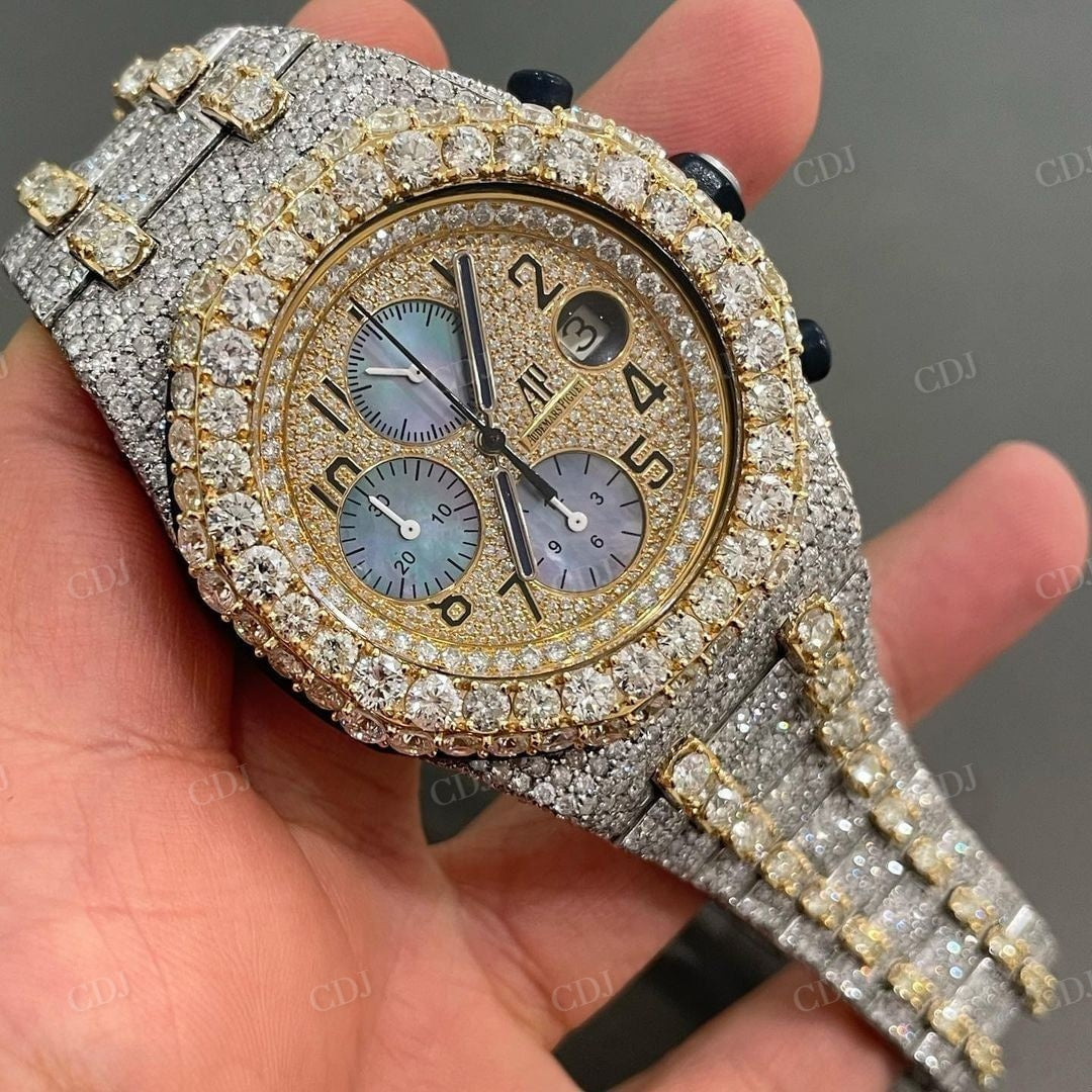 Two Tone AP Fully Diamond Ice Out Watch  customdiamjewel   