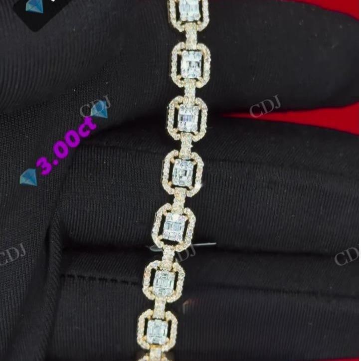 Beautiful Design Baguatte Diamond Solid Gold Bracelet hip hop jewelry CustomDiamJewel   