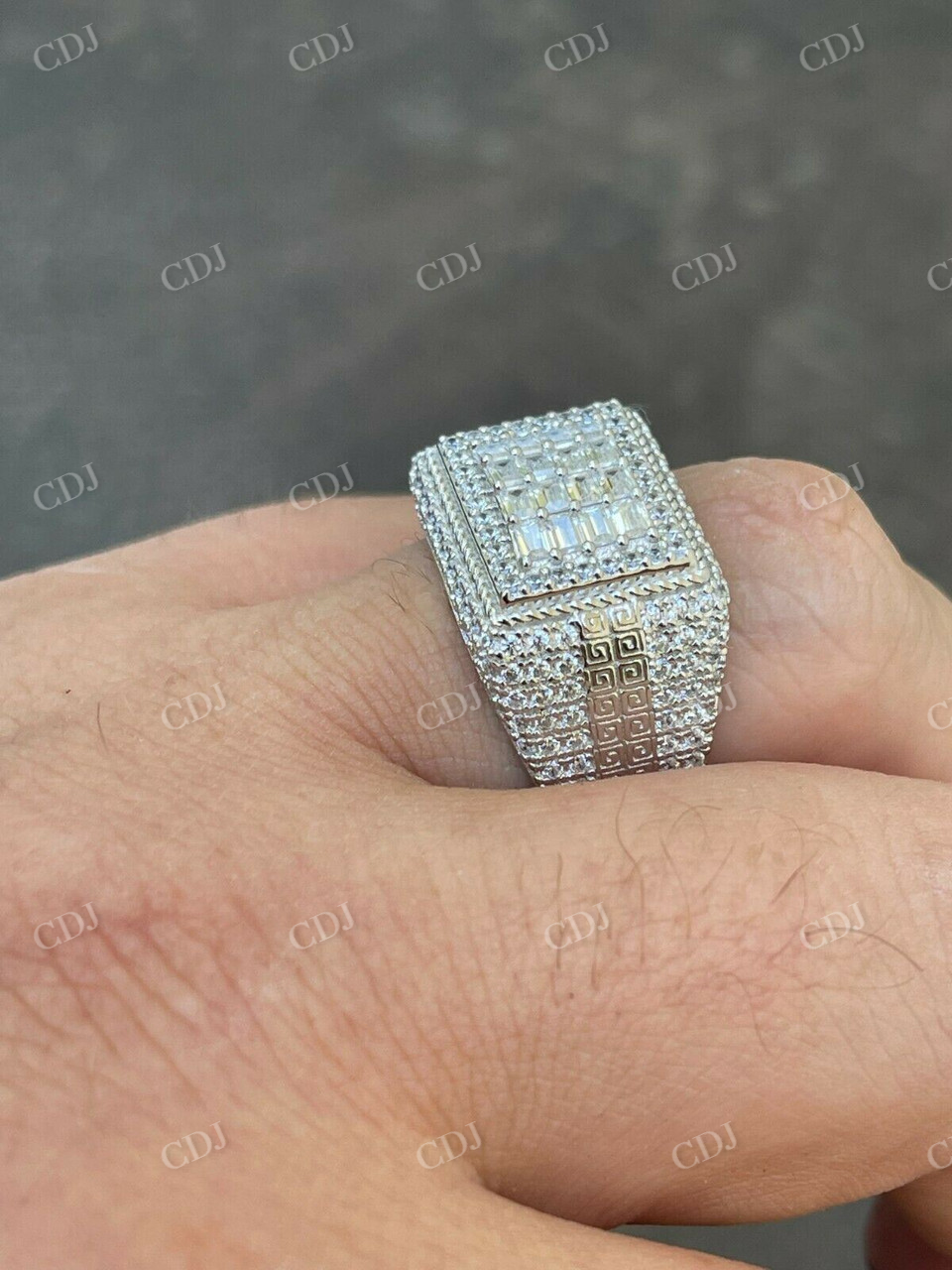 Iced Baguette Diamond Pinky Hip Hop Ring  customdiamjewel   