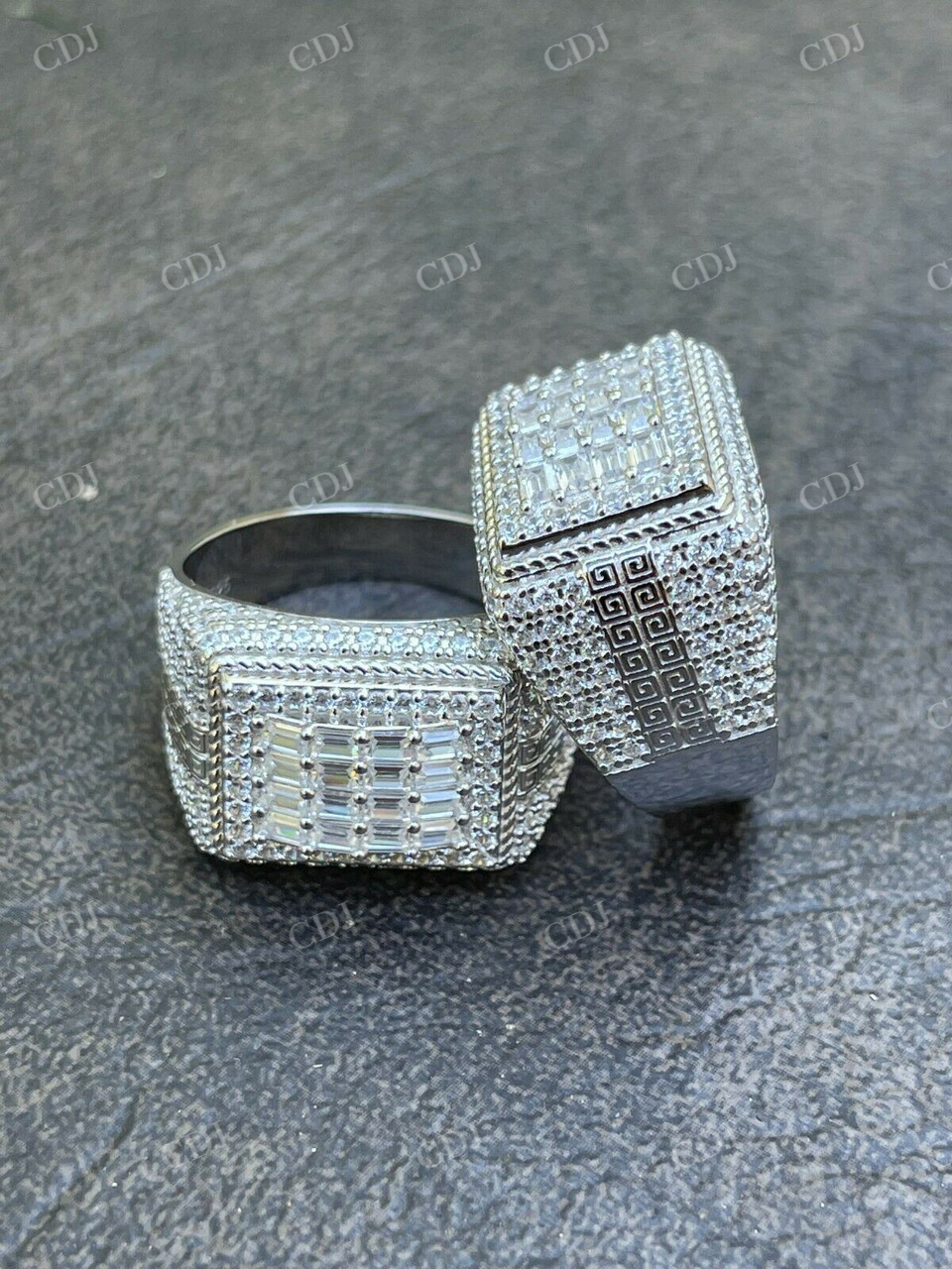 Iced Baguette Diamond Pinky Hip Hop Ring  customdiamjewel   