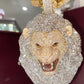 Trendy Two Tone Lab Grown Diamond Lion Face Pendant hip hop jewelry CustomDiamJewel   