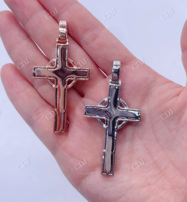 Iced Out Hip Hop Baguette Cut Diamond Cross Pendant  customdiamjewel   