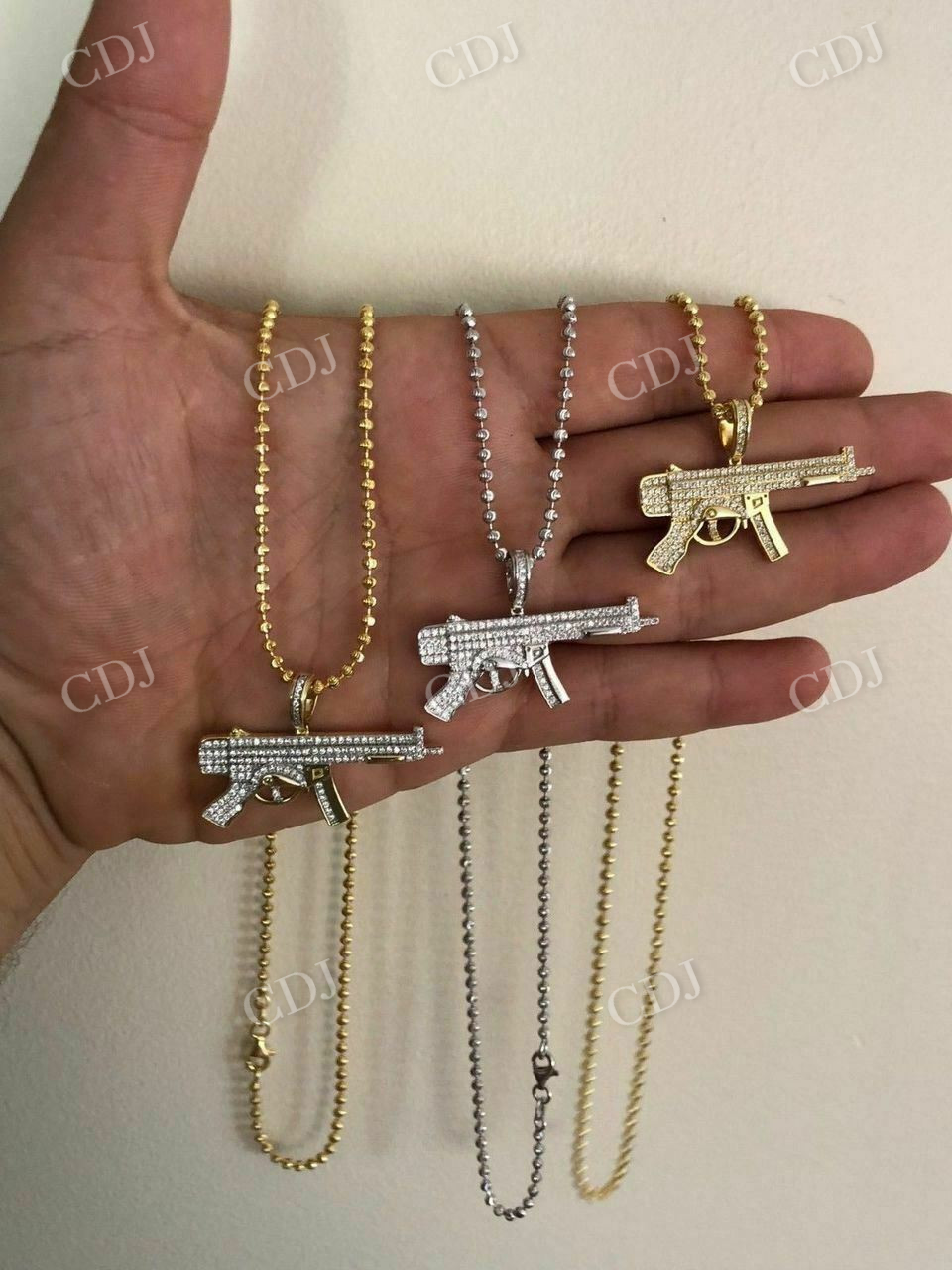 Solid 925 Silver AK-47 Machine Gun Diamond Piece Super Icy Pendant  customdiamjewel   