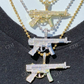 Solid 925 Silver AK-47 Machine Gun Diamond Piece Super Icy Pendant  customdiamjewel   